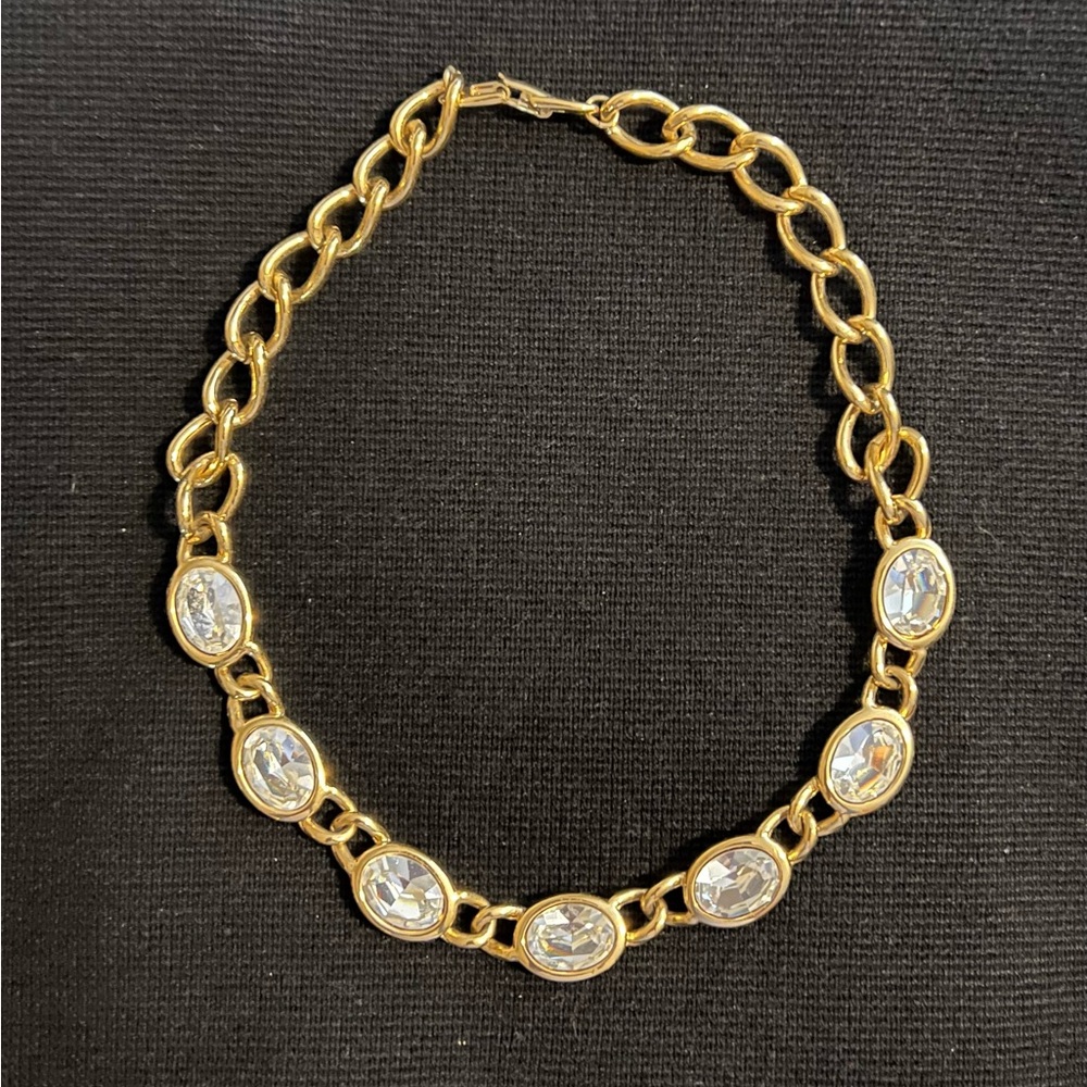 Napier Crystal and gold tone vintage necklace